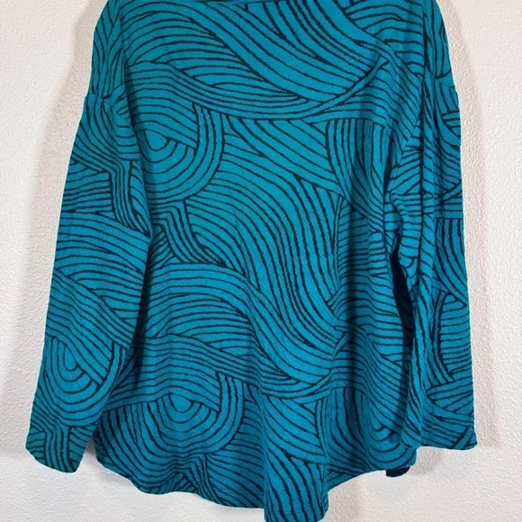 Komil Teal Green Black Sweater Womens XL Lagenlook Oversized Slouchy Artsy - Picture 4 of 10